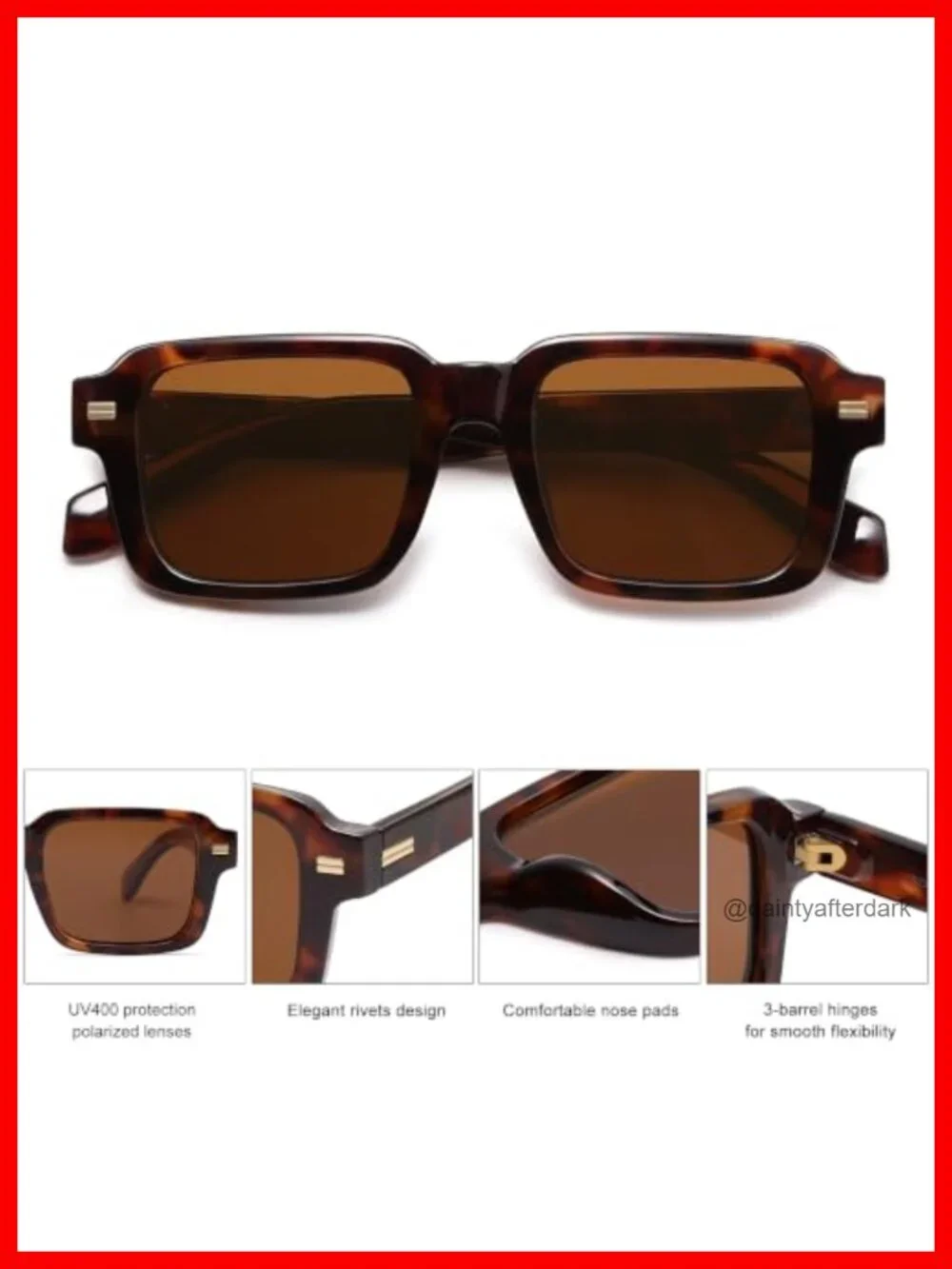 Retro Chunky Square Polarized Sunglasses UV400 Protection